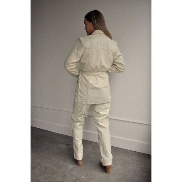 Tach Clothing Dilma Leather Pant Ivory Cream Straight Blogger - Picture 3 of 6